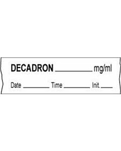 Anesthesia Tape with Date, Time & Initial (Removable) Decadron mg/ml 1/2" x 500" - 333 Imprints - White - 500 Inches per Roll