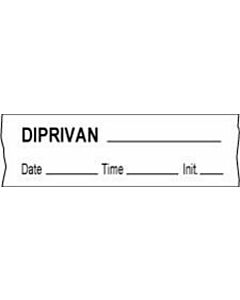 Anesthesia Tape with Date, Time & Initial (Removable) Diprivan 1/2" x 500" - 333 Imprints - White - 500 Inches per Roll