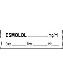Anesthesia Tape with Date, Time & Initial (Removable) Esmolol mg/ml 1/2" x 500" - 333 Imprints - White - 500 Inches per Roll