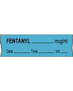 Anesthesia Tape with Date, Time & Initial (Removable) Fentanyl mcg/ml 1/2" x 500" - 333 Imprints - Blue - 500 Inches per Roll