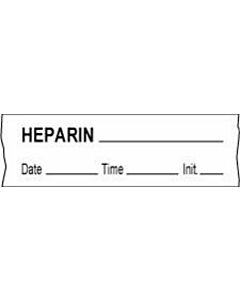 Anesthesia Tape with Date, Time & Initial (Removable) Heparin 1/2" x 500" - 333 Imprints - White - 500 Inches per Roll