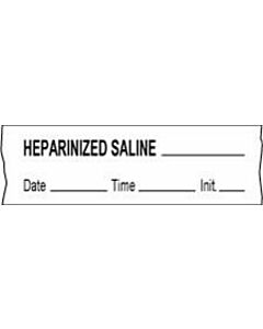 Anesthesia Tape with Date, Time & Initial (Removable) Heparinized Saline 1/2" x 500" - 333 Imprints - White - 500 Inches per Roll