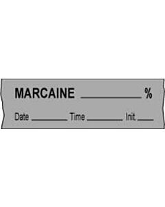 Anesthesia Tape with Date, Time & Initial (Removable) Marcaine % 1/2" x 500" - 333 Imprints - Gray - 500 Inches per Roll