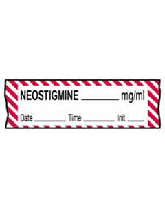 Anesthesia Tape with Date, Time & Initial (Removable) Neostigmine mg/ml 1/2" x 500" - 333 Imprints - White with Fluorescent Red - 500 Inches per Roll