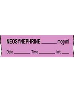 Anesthesia Tape with Date, Time & Initial (Removable) Neosynephrine mcg/ml 1/2" x 500" - 333 Imprints - Violet - 500 Inches per Roll