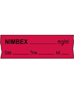 Anesthesia Tape with Date, Time & Initial (Removable) Nimbex mg/ml 1/2" x 500" - 333 Imprints - Fluorescent Red - 500 Inches per Roll