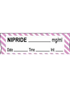 Anesthesia Tape with Date, Time & Initial (Removable) Nipride mg/ml 1/2" x 500" - 333 Imprints - White with Violet - 500 Inches per Roll