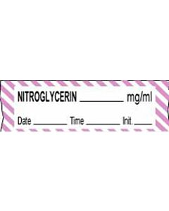 Anesthesia Tape with Date, Time & Initial (Removable) Nitroglycerin mg/ml 1/2" x 500" - 333 Imprints - White with Violet - 500 Inches per Roll