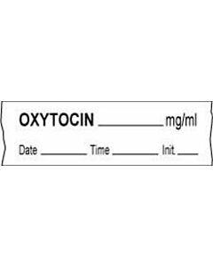 Anesthesia Tape with Date, Time & Initial (Removable) Oxytocin mg/ml 1/2" x 500" - 333 Imprints - White - 500 Inches per Roll