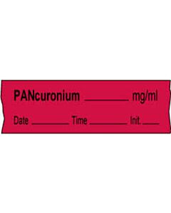 Anesthesia Tape with Date, Time & Initial | Tall-Man Lettering (Removable) Pancuronium mg/ml 1/2" x 500" - 333 Imprints - Fluorescent Red - 500 Inches per Roll