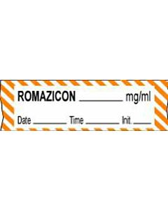 Anesthesia Tape with Date, Time & Initial (Removable) Romazicon mg/ml 1/2" x 500" - 333 Imprints - White with Orange - 500 Inches per Roll