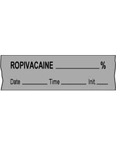 Anesthesia Tape with Date, Time & Initial (Removable) Ropivacaine % 1/2" x 500" - 333 Imprints - Gray - 500 Inches per Roll