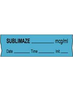 Anesthesia Tape with Date, Time & Initial (Removable) Sublimaze mcg/ml 1/2" x 500" - 333 Imprints - Blue - 500 Inches per Roll