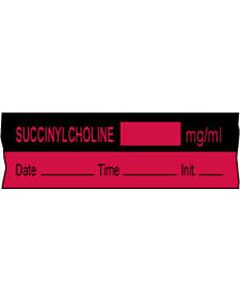 Anesthesia Tape with Date, Time & Initial (Removable) Succinylcholine mg/ml 1/2" x 500" - 333 Imprints - Fluorescent Red and Black - 500 Inches per Roll