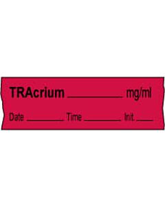Anesthesia Tape with Date, Time & Initial | Tall-Man Lettering (Removable) Tracrium mg/ml 1/2" x 500" - 333 Imprints - Fluorescent Red - 500 Inches per Roll