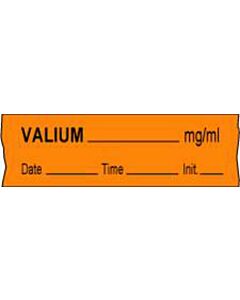 Anesthesia Tape with Date, Time & Initial (Removable) Valium mg/ml 1/2" x 500" - 333 Imprints - Orange - 500 Inches per Roll