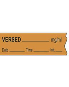 Anesthesia Tape with Date, Time & Initial (Removable) Versed mg/ml 1/2" x 500" - 333 Imprints - Orange - 500 Inches per Roll