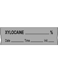 Anesthesia Tape with Date, Time & Initial (Removable) Xylocaine % 1/2" x 500" - 333 Imprints - Gray - 500 Inches per Roll