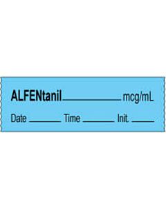Anesthesia Tape with Date, Time & Initial | Tall-Man Lettering (Removable) Alfentanil mcg/ml 1/2" x 500" - 333 Imprints - Blue - 500 Inches per Roll