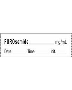 Anesthesia Tape with Date, Time & Initial | Tall-Man Lettering (Removable) Furosemide mg/ml 1/2" x 500" - 333 Imprints - White - 500 Inches per Roll