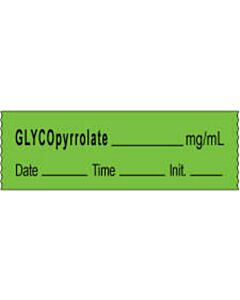 Anesthesia Tape with Date, Time & Initial | Tall-Man Lettering (Removable) Glycopyrrolate mg/ml 1/2" x 500" - 333 Imprints - Green - 500 Inches per Roll