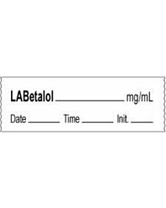 Anesthesia Tape with Date, Time & Initial | Tall-Man Lettering (Removable) Labetalol mg/ml 1/2" x 500" - 333 Imprints - White - 500 Inches per Roll