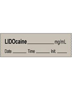 Anesthesia Tape with Date, Time & Initial | Tall-Man Lettering (Removable) Lidocaine mg/ml 1/2" x 500" - 333 Imprints - Gray - 500 Inches per Roll