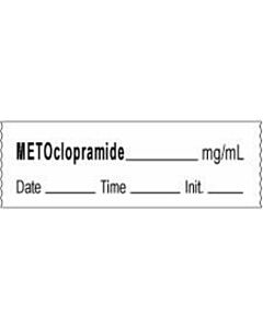 Anesthesia Tape with Date, Time & Initial | Tall-Man Lettering (Removable) Metoclopramide mg/ml 1/2" x 500" - 333 Imprints - White - 500 Inches per Roll