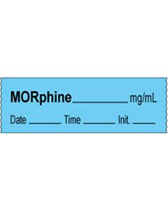 Anesthesia Tape with Date, Time & Initial | Tall-Man Lettering (Removable) Morphine mg/ml 1/2" x 500" - 333 Imprints - Blue - 500 Inches per Roll