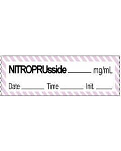 Anesthesia Tape with Date, Time & Initial | Tall-Man Lettering (Removable) Nitroprusside mg/ml 1/2" x 500" - 333 Imprints - White with Violet - 500 Inches per Roll
