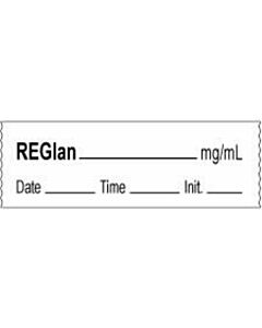 Anesthesia Tape with Date, Time & Initial | Tall-Man Lettering (Removable) Reglan mg/ml 1/2" x 500" - 333 Imprints - White - 500 Inches per Roll