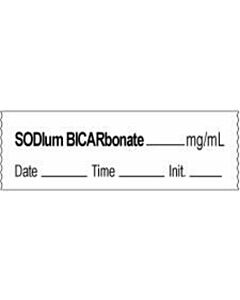 Anesthesia Tape with Date, Time & Initial | Tall-Man Lettering (Removable) Sodium Bicarbonate 1/2" x 500" - 333 Imprints - White - 500 Inches per Roll