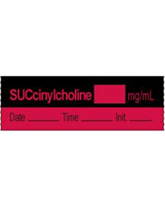 Anesthesia Tape with Date, Time & Initial | Tall-Man Lettering (Removable) Succinylcholine mg/ml 1/2" x 500" - 333 Imprints - Fluorescent Red and Black - 500 Inches per Roll