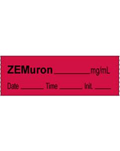 Anesthesia Tape with Date, Time & Initial | Tall-Man Lettering (Removable) Zemuron mg/ml 1/2" x 500" - 333 Imprints - Fluorescent Red - 500 Inches per Roll