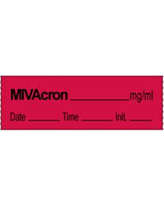Anesthesia Tape with Date, Time & Initial Permanent Mivacron mg/ml 1/2" x 500" - 333 Imprints - Fluorescent Red - 500 Inches per Roll