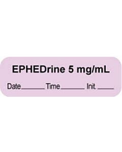 Anesthesia Label with Date, Time & Initial | Tall-Man Lettering (Paper, Permanent) "Ephedrine 5 mg/ml" 1 1/2" x 1/2" Violet - 1000 per Roll