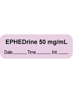 Anesthesia Label with Date, Time & Initial | Tall-Man Lettering (Paper, Permanent) "Ephedrine 50 mg/ml" 1 1/2" x 1/2" Violet - 1000 per Roll