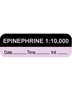 Anesthesia Label with Date, Time & Initial (Paper, Permanent) "Epinephrine 1:10,000" 1 1 1/2" x 1/2" Violet and Black - 1000 per Roll