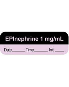 Anesthesia Label with Date, Time & Initial | Tall-Man Lettering (Paper, Permanent) "Epinephrine 1 mg/ml" 1 1/2" x 1/2" Violet and Black - 1000 per Roll