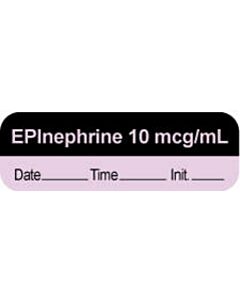 Anesthesia Label with Date, Time & Initial | Tall-Man Lettering (Paper, Permanent) "Epinephrine 10 mcg/ml" 1 1/2" x 1/2" Violet and Black - 1000 per Roll