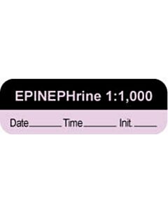 Anesthesia Label with Date, Time & Initial | Tall-Man Lettering (Paper, Permanent) "Epinephrine 1:1,000" 1 1 1/2" x 1/2" Violet and Black - 1000 per Roll