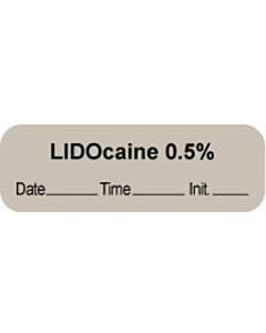 Anesthesia Label with Date, Time & Initial | Tall-Man Lettering (Paper, Permanent) "Lidocaine 0.5%" 1 1/2" x 1/2" Gray - 1000 per Roll