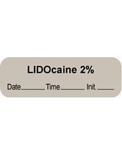 Anesthesia Label with Date, Time & Initial | Tall-Man Lettering (Paper, Permanent) "Lidocaine 2%" 1 1/2" x 1/2" Gray - 1000 per Roll