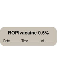 Anesthesia Label with Date, Time & Initial | Tall-Man Lettering (Paper, Permanent) "Ropivacaine 0.5%" 1 1/2" x 1/2" Gray - 1000 per Roll