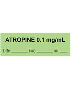 Anesthesia Tape with Date, Time & Initial (Removable) "Atropine 0.1 mg/ml" 1/2" x 500" Green - 333 Imprints - 500 Inches per Roll