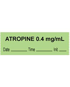 Anesthesia Tape with Date, Time & Initial (Removable) "Atropine 0.4 mg/ml" 1/2" x 500" Green - 333 Imprints - 500 Inches per Roll
