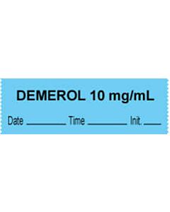 Anesthesia Tape with Date, Time & Initial (Removable) "Demerol 10 mg/ml" 1/2" x 500" Blue - 333 Imprints - 500 Inches per Roll