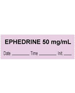 Anesthesia Tape with Date, Time & Initial (Removable) "Ephedrine 50 mg/ml" 1/2" x 500" Violet - 333 Imprints - 500 Inches per Roll