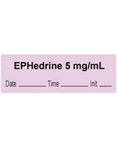 Anesthesia Tape with Date, Time & Initial | Tall-Man Lettering (Removable) "Ephedrine 5 mg/ml" 1/2" x 500" Violet - 333 Imprints - 500 Inches per Roll