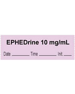 Anesthesia Tape with Date, Time & Initial | Tall-Man Lettering (Removable) "Ephedrine 10 mg/ml" 1/2" x 500" Violet - 333 Imprints - 500 Inches per Roll